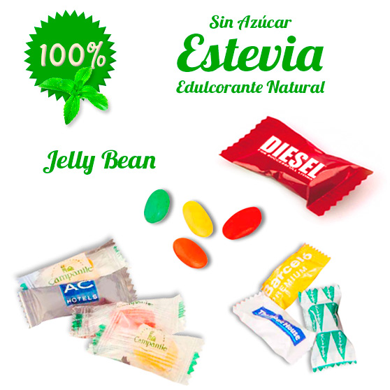 Caramelos Sobre Jelly Bean Personalizados con Estevia
